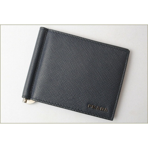 Prada Mercuri Saffiano Folding Clip Baltico Money Wallet - Picture 1 of 6